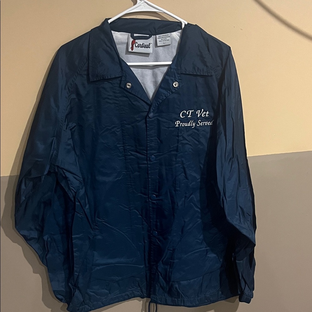 Cardinal “CT Vet Proudly Served” Windbreaker Jacket Navy Blue Size L